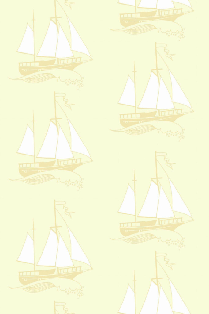 Pattern repeat of Nautical Beige Charm removable wallpaper design