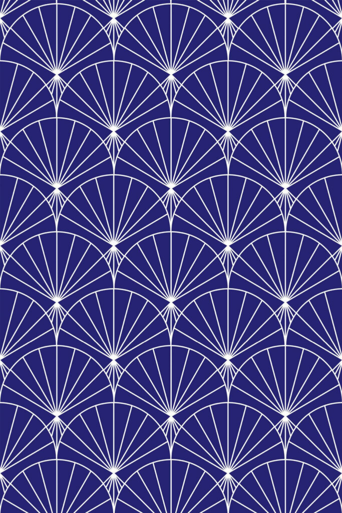 Pattern repeat of Navy Art Deco removable wallpaper design