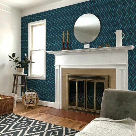 illusion navy blue traditional wallpaper