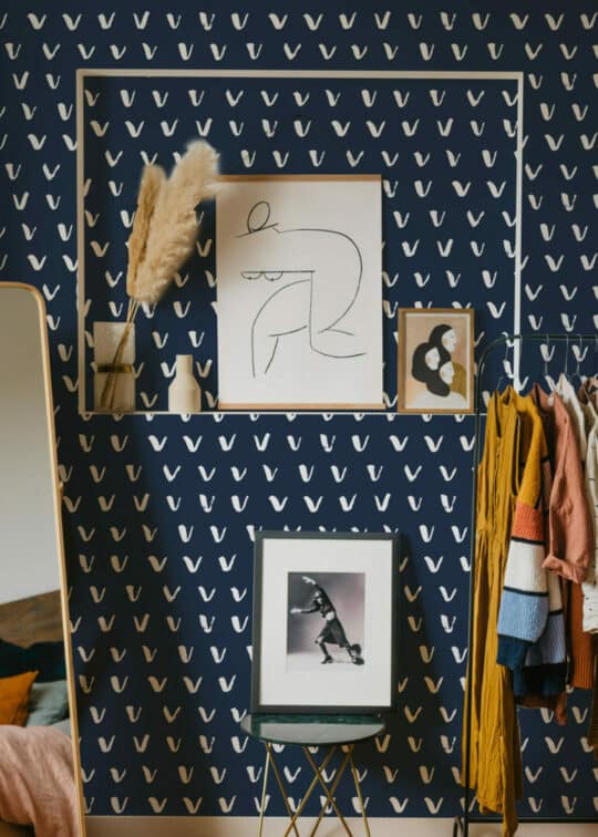 Brush stroke check mark stick on wallpaper