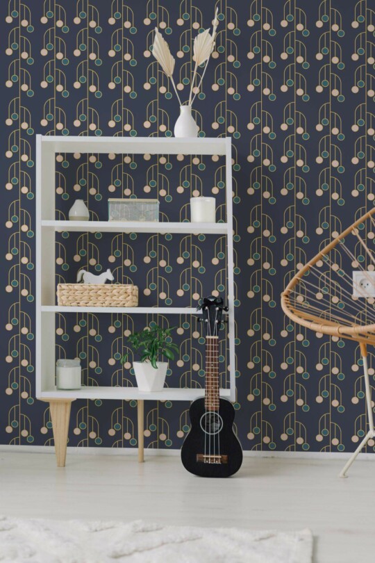 Navy blue art deco Wallpaper - Peel and Stick or Non-Pasted