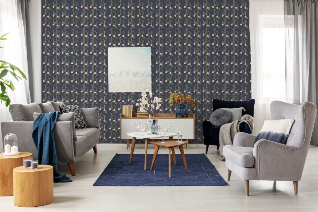 Navy blue art deco wallpaper - Peel and Stick or Traditional