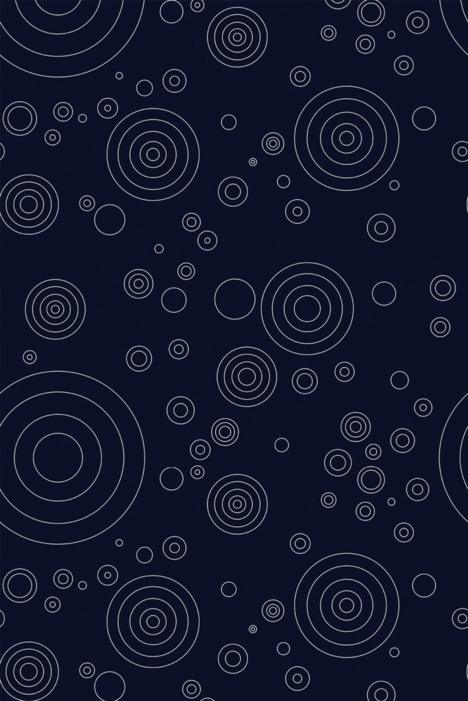 Pattern repeat of Navy blue circles removable wallpaper design