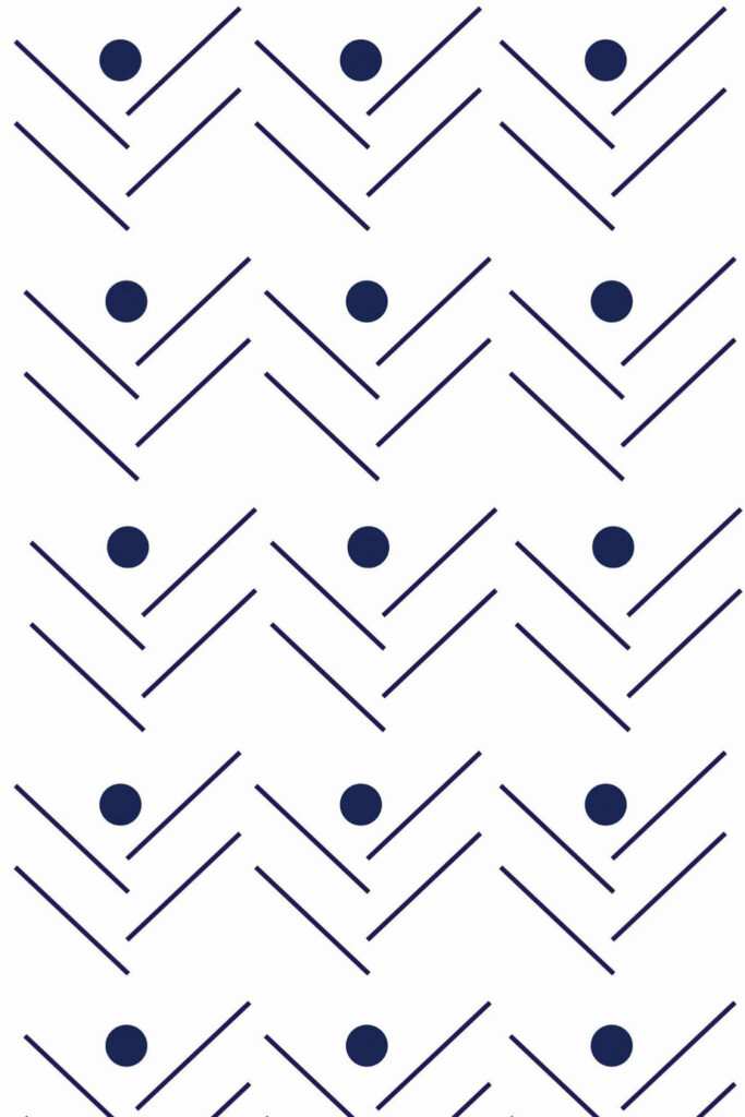 Pattern repeat of Navy blue herringbone removable wallpaper design