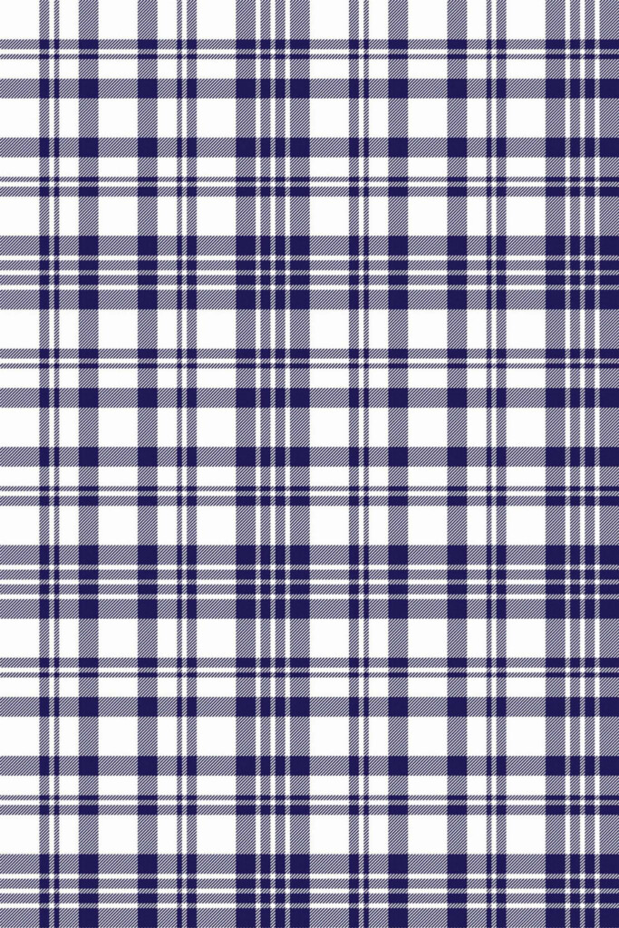Pattern repeat of Navy blue plaid removable wallpaper design