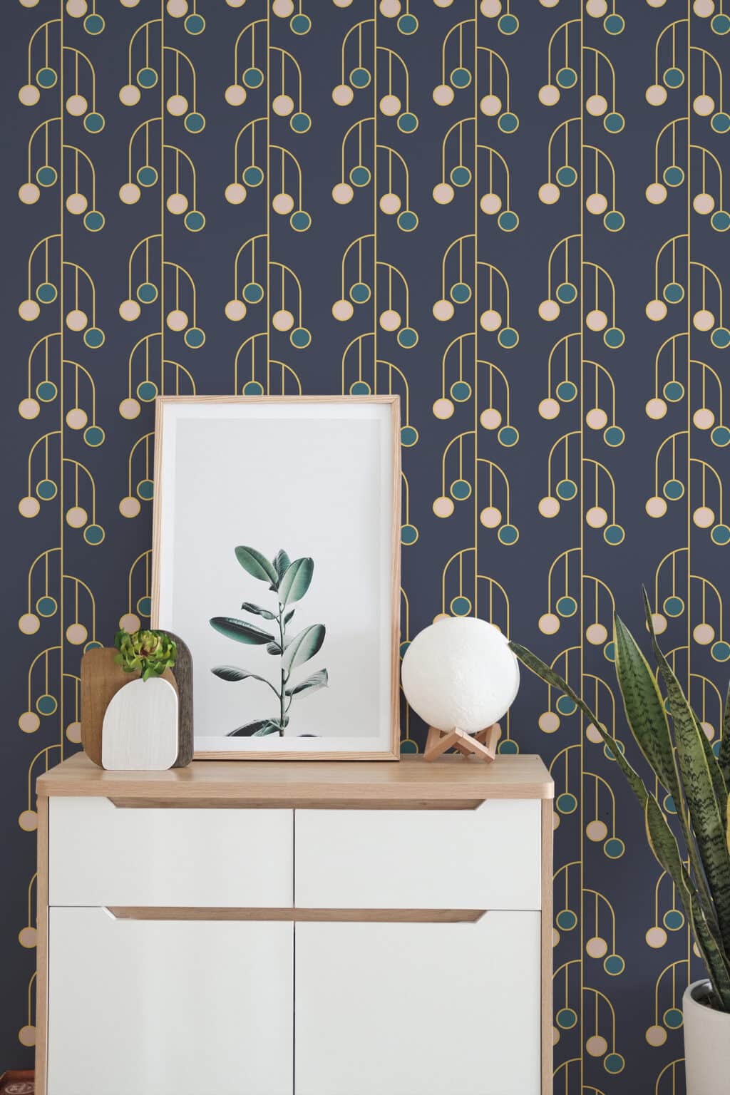 Navy blue art deco wallpaper - Peel and Stick or Traditional