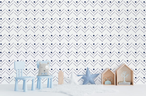 herringbone navy blue traditional wallpaper
