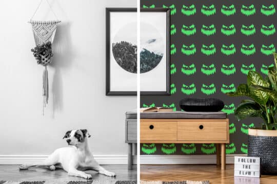 neon green and black accent wall peel and stick removable wallpaper