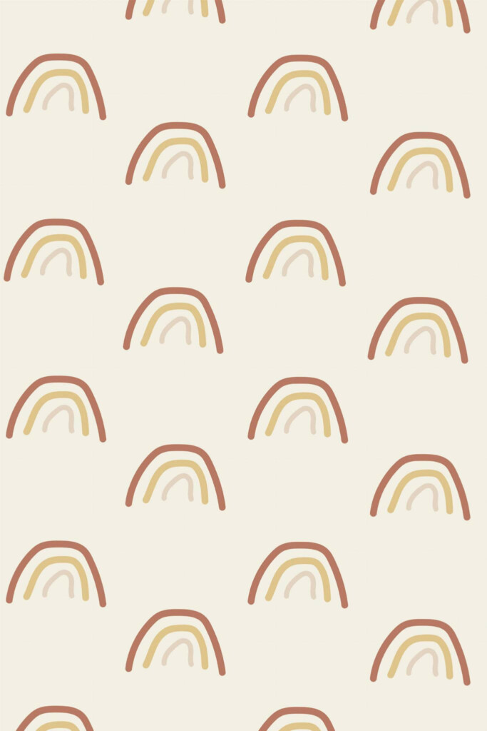 Pattern repeat of Neutral boho rainbow removable wallpaper design