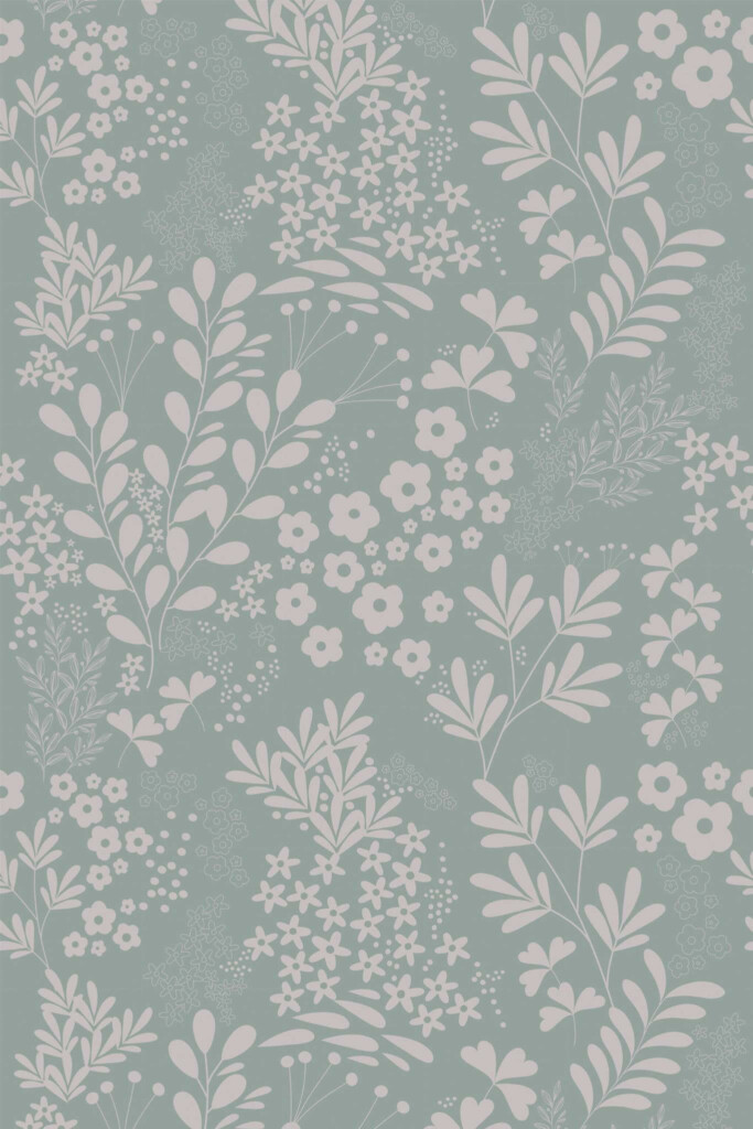 Pattern repeat of Neutral garden removable wallpaper design