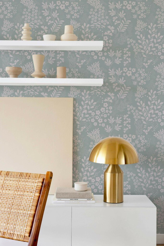 Modern style dining room decorated with Neutral garden peel and stick wallpaper