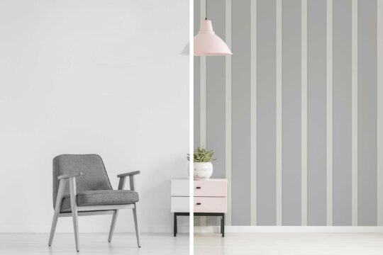 Gray Groove peel and stick wallpaper by Fancy Walls