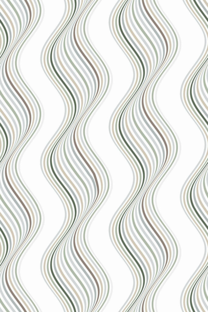 Pattern repeat of Neutral waves removable wallpaper design