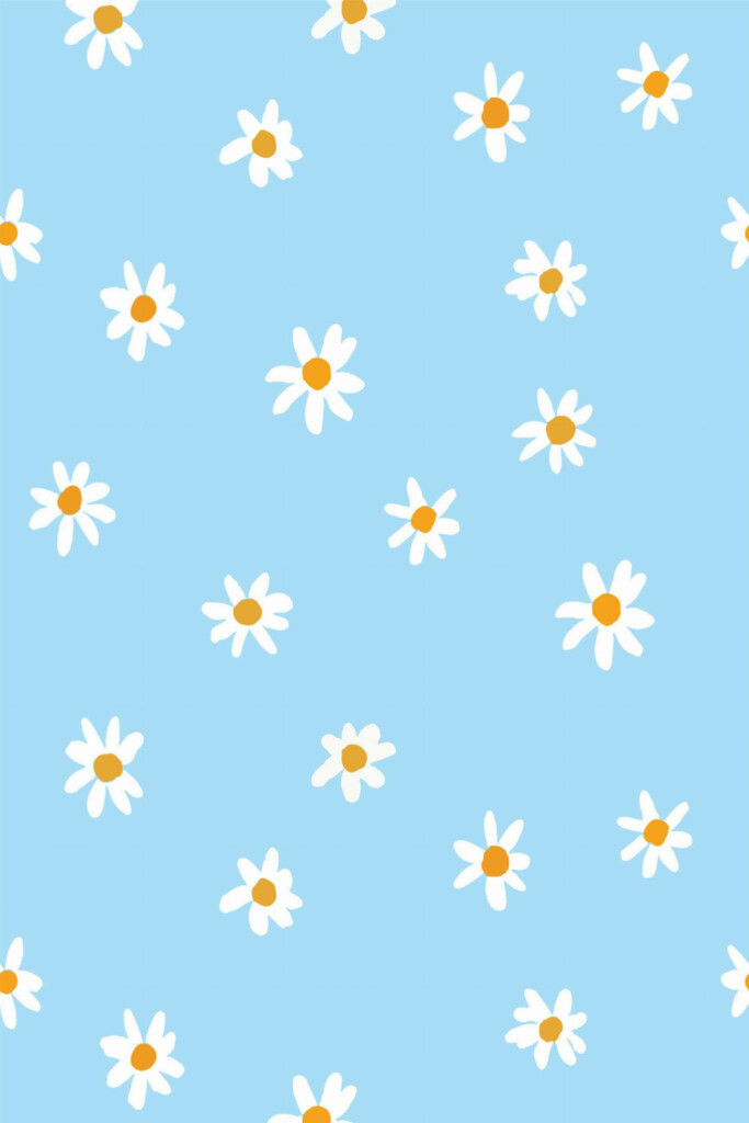 Pattern repeat of Nice daisies removable wallpaper design