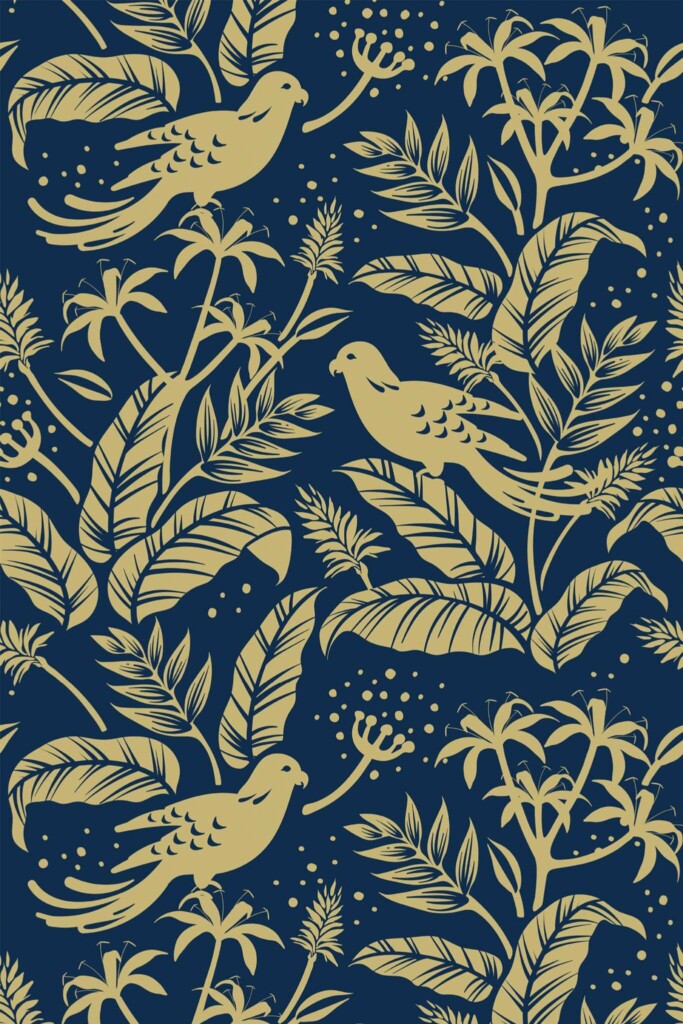 Pattern repeat of Night bird removable wallpaper design