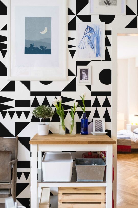 Monochrome Mosaic for accent wall by Fancy Walls