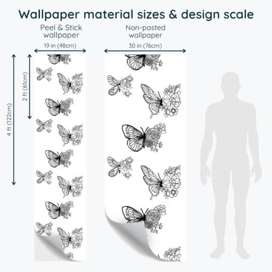 Non-pasted and Peel and stick Aesthetic butterfly design and pattern preview