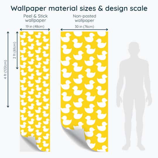 Non-pasted and Peel and stick Aesthetic yellow ducks design and pattern preview