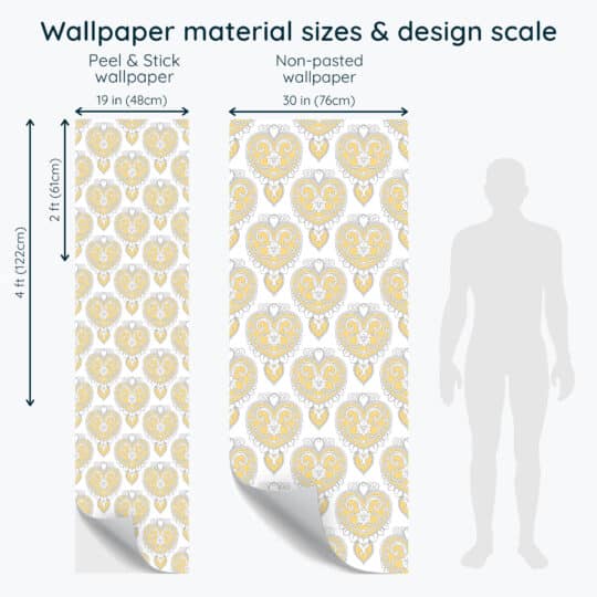 Non-pasted and Peel and stick Art deco heart design and pattern preview
