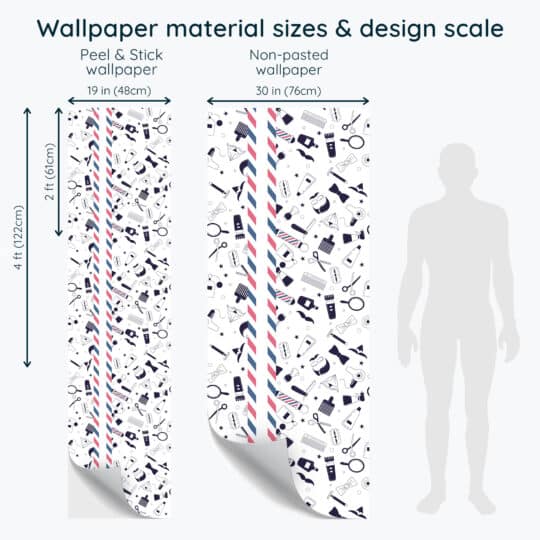 Non-pasted and Peel and stick Barber shop design and pattern preview