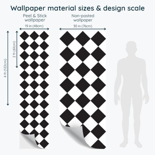 Non-pasted and Peel and stick Black and white Harlequin design and pattern preview
