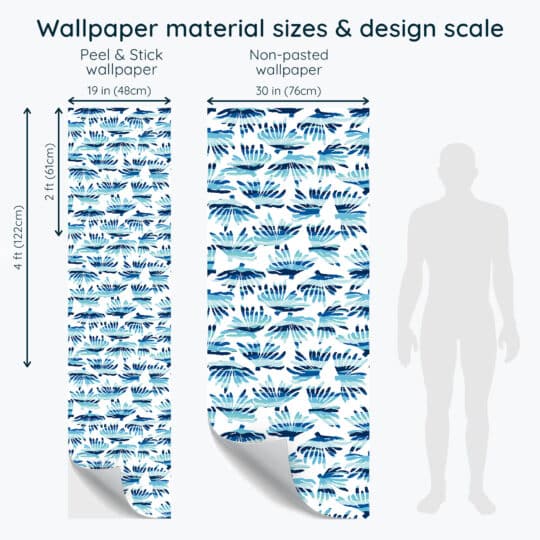 Non-pasted and Peel and stick Blue and white coral design and pattern preview