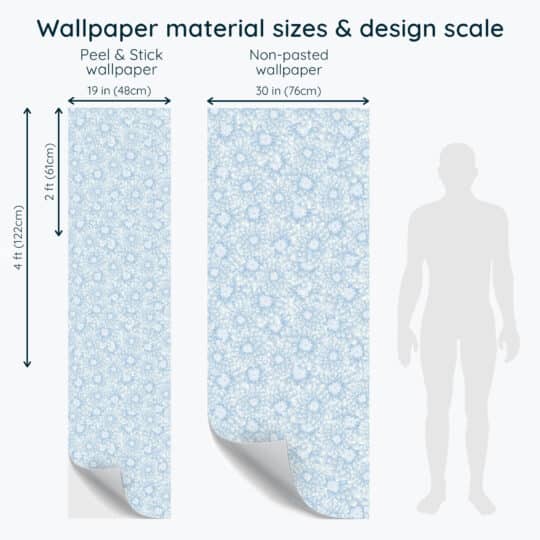Non-pasted and Peel and stick Blue chrysanthemum design and pattern preview