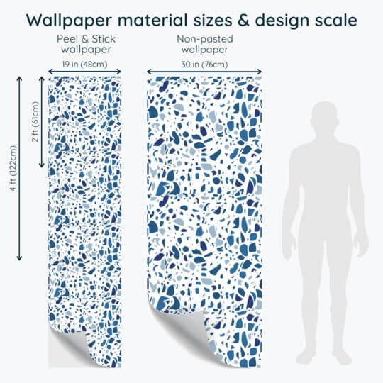 Non-pasted and Peel and stick Blue terrazzo design and pattern preview