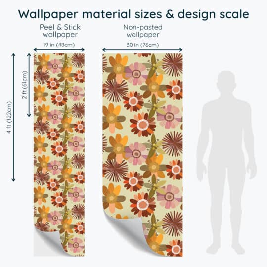 Non-pasted and Peel and stick Boho floral design and pattern preview