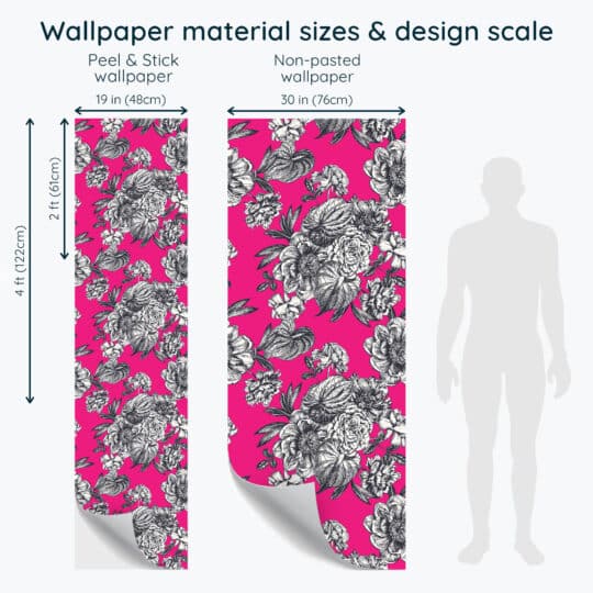 Non-pasted and Peel and stick Bold pink floral design and pattern preview