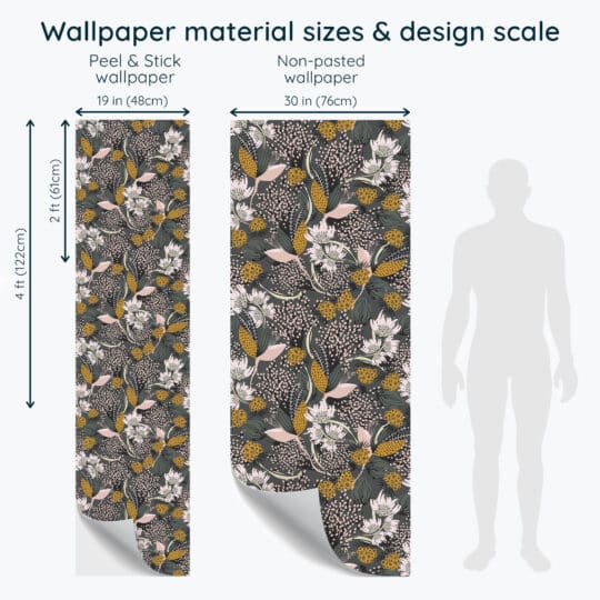 Non-pasted and Peel and stick Bold scandinavian Floral design and pattern preview