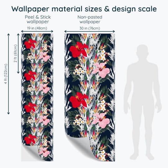 Non-pasted and Peel and stick Bold tropical floral design and pattern preview