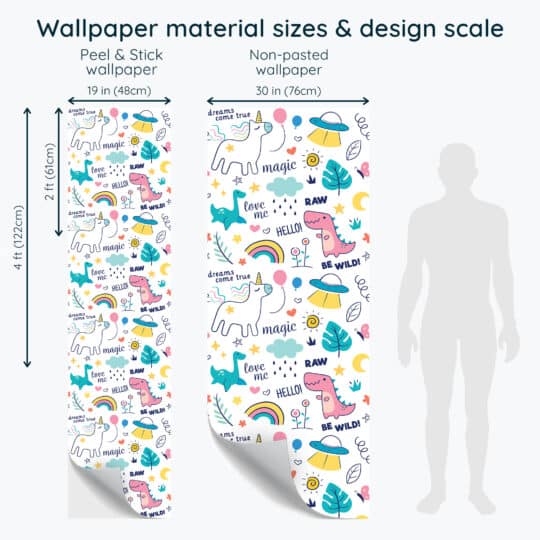 Non-pasted and Peel and stick Colorful doodle animals design and pattern preview
