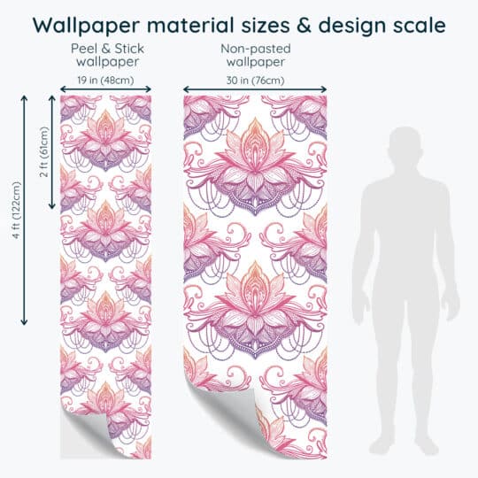 Non-pasted and Peel and stick Colorful lotus design and pattern preview