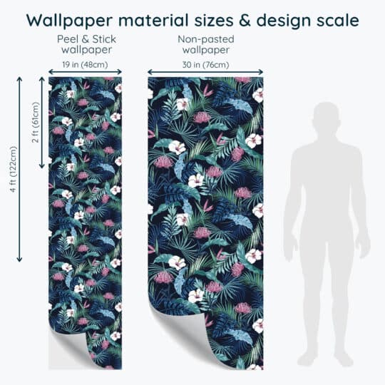 Non-pasted and Peel and stick Dark blue tropical design and pattern preview