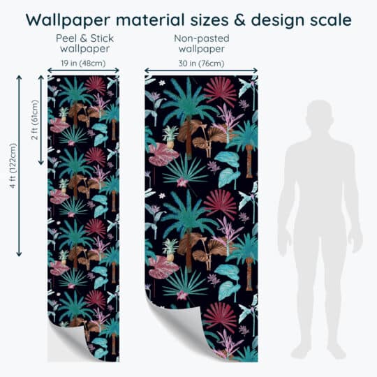 Non-pasted and Peel and stick Dark tropical design and pattern preview