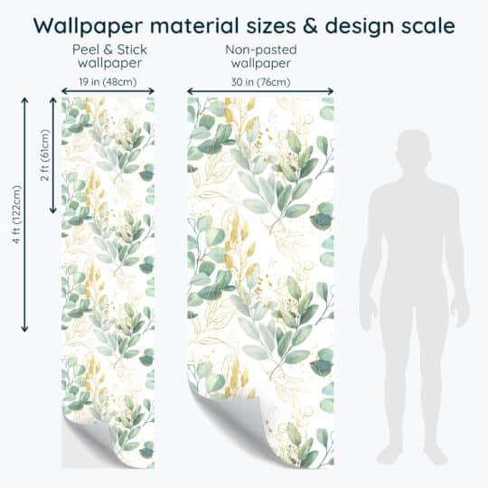 Non-pasted and Peel and stick Eucalyptus plant design and pattern preview