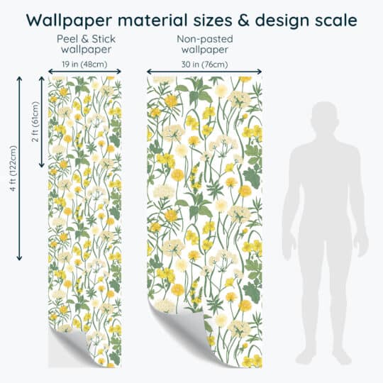 Non-pasted and Peel and stick Floral meadow design and pattern preview