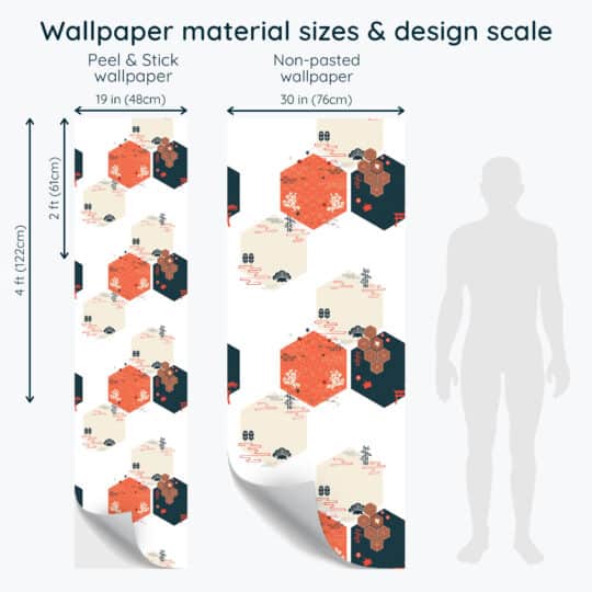 Non-pasted and Peel and stick Geometric chinoiseries design and pattern preview
