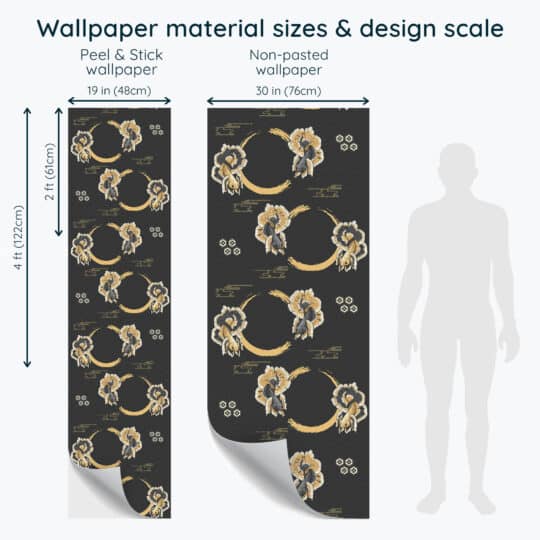 Non-pasted and Peel and stick Gold and black fish design and pattern preview