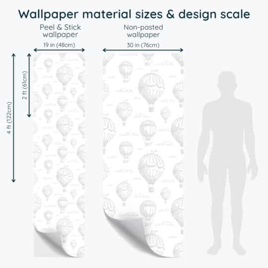 Non-pasted and Peel and stick Gray and white air balloon design and pattern preview