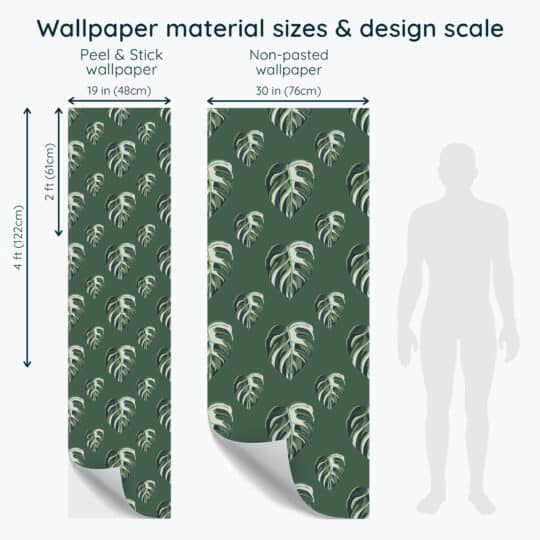 Non-pasted and Peel and stick Green monstera design and pattern preview