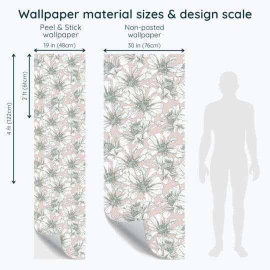 Non-pasted and Peel and stick Large floral pattern design and pattern preview