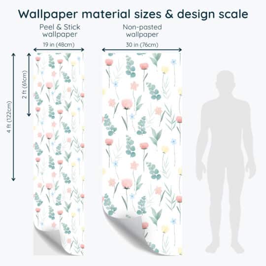 Non-pasted and Peel and stick Neutral watercolor Flower design and pattern preview