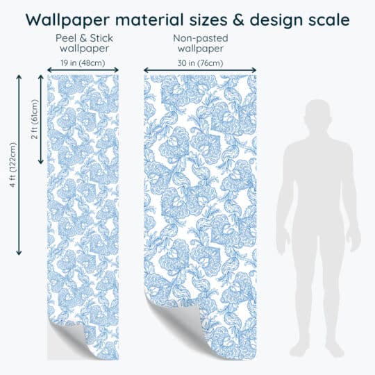 Non-pasted and Peel and stick Oriental Blue and white floral design and pattern preview