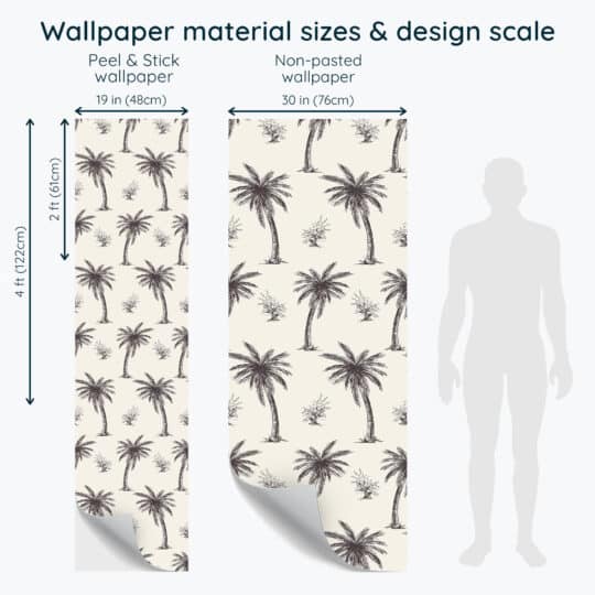 Non-pasted and Peel and stick Palm toile design and pattern preview
