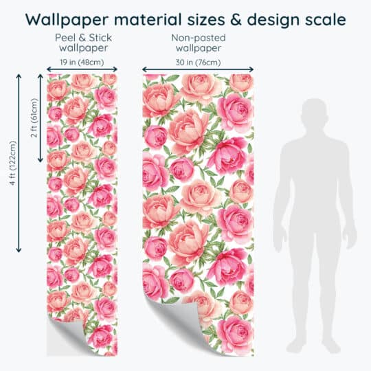 Non-pasted and Peel and stick Peony design and pattern preview