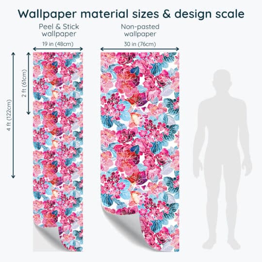 Non-pasted and Peel and stick Pink and blue floral design and pattern preview