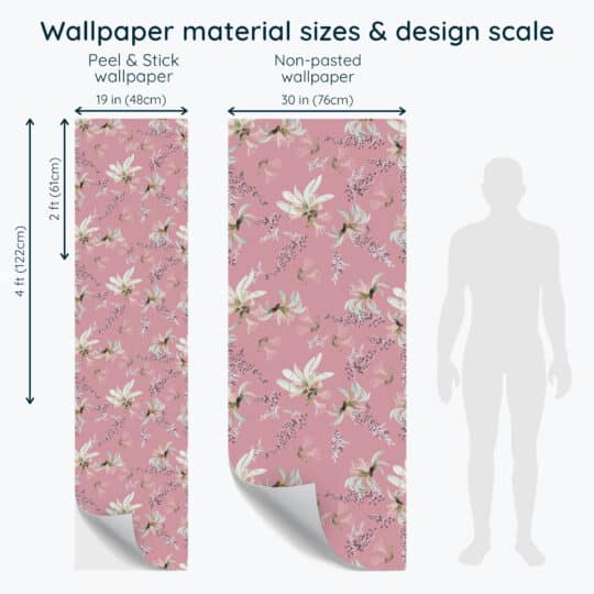 Non-pasted and Peel and stick Pink and white tropical floral design and pattern preview