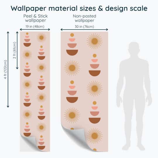 Non-pasted and Peel and stick Pink boho design and pattern preview